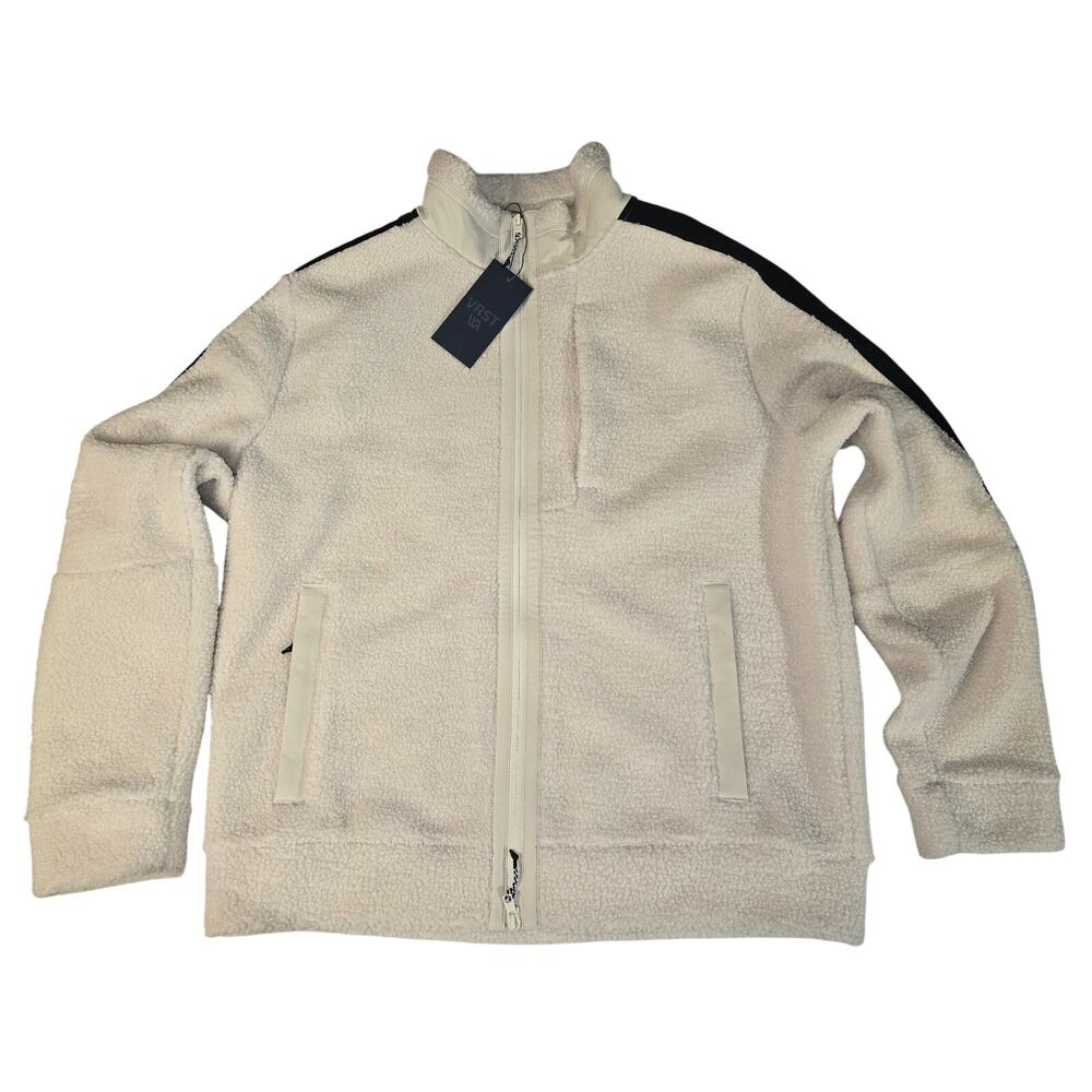 VRST Men’s Sherpa Fleece Jacket Full Zip Black White Large NWT